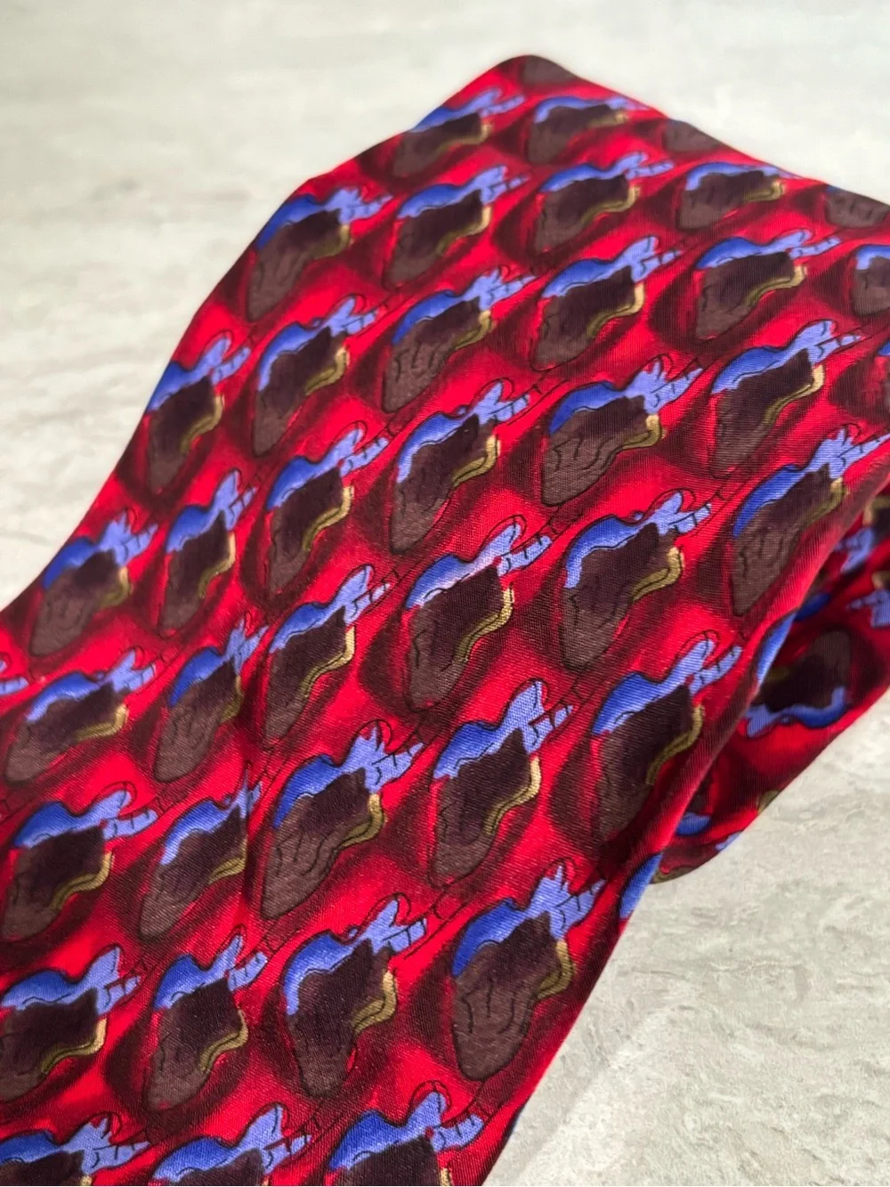J. Garcia Lavender and Silver Diagonal Stripe and red guitar silk ties